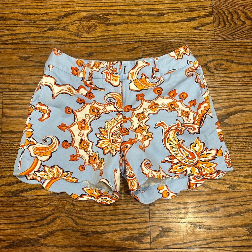 J. McLaughlin Paisley Print Blue and Orange Women's Shorts